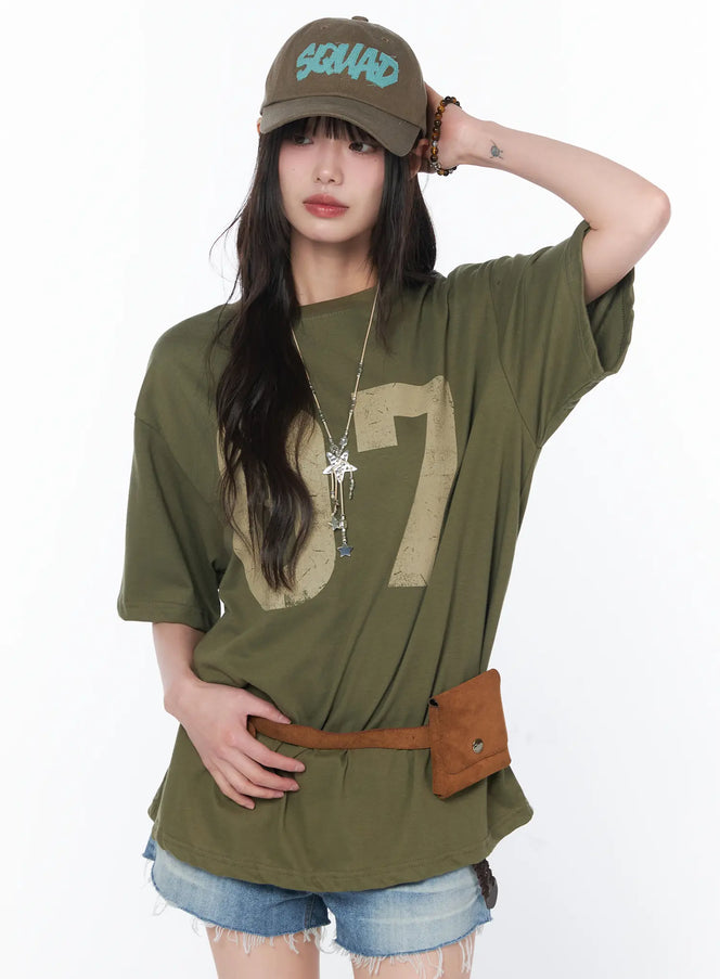 oversized-graphic-print-t-shirt-ca530 / Dark green