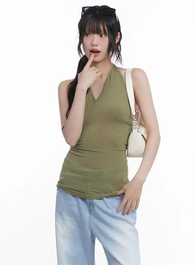 sheer-halter-neck-tank-cu519 / light green