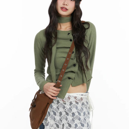 chic-ruffle-cardigan-cd531 / Dark green