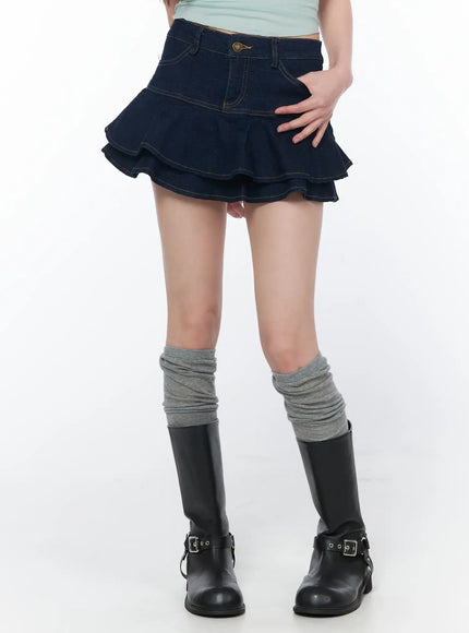 Ruffled Denim Mini Skirt CA530