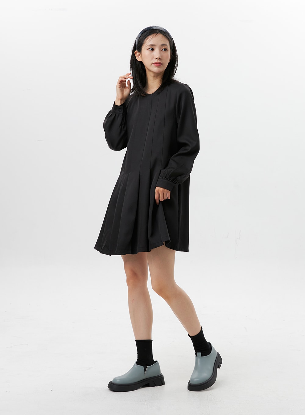 Pleated Mini Shirt Dress OG318