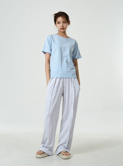 Pin-tuck Wide Leg Sweat Pants CU7