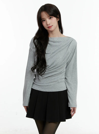 fleece-draped-long-sleeve-top-cd523 / Gray