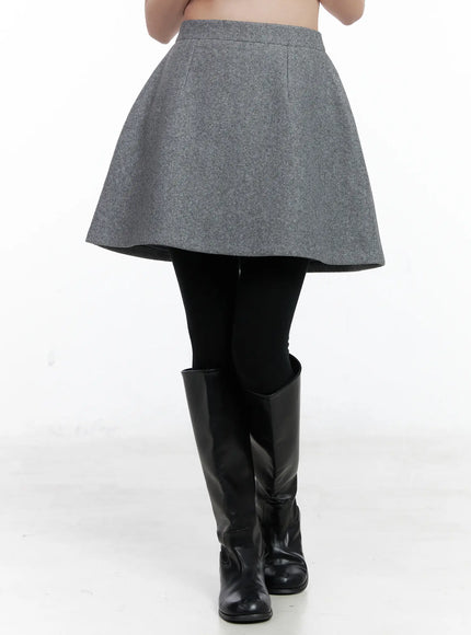 wool-blended-a-line-mini-skirt-cn518 / Gray