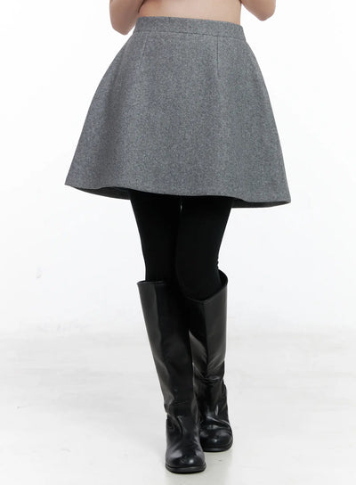 wool-blended-a-line-mini-skirt-cn518 / Gray