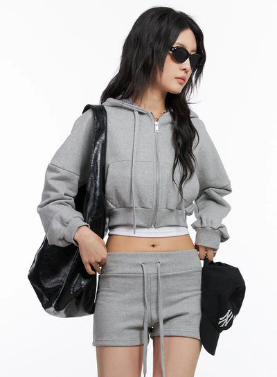 basic-cropped-zip-hoodie-co507 / Gray