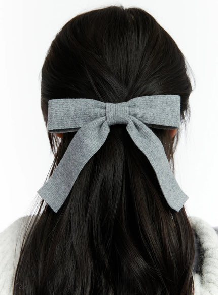 knitted-bow-hairclip-cd514 / Gray