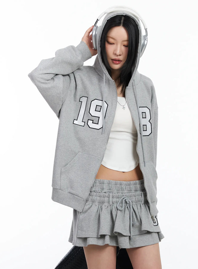 graphic-varsity-hoodie-cf526 / Gray