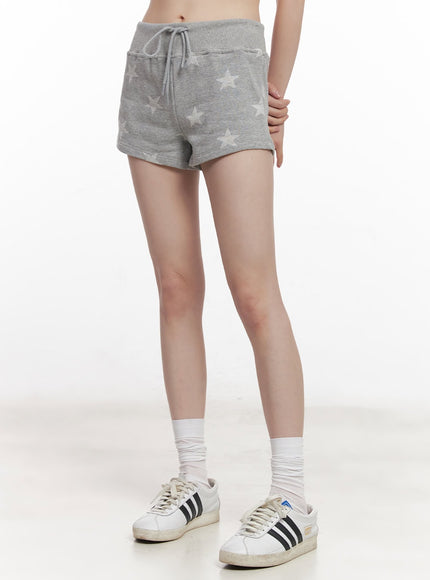 star-graphic-slim-fit-lounge-shorts-cy521 / Gray