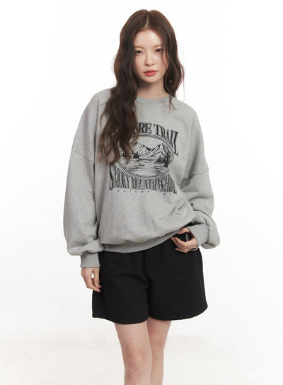 nature-graphic-oversize-sweatshirt-ca501 / Gray