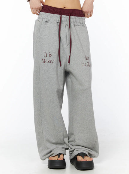 graphic-print-sweatpants-cy528 / Gray