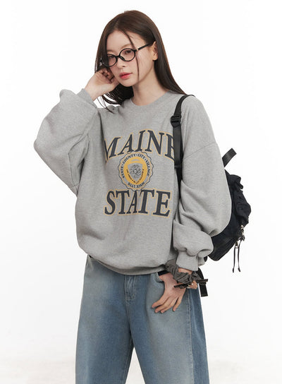 maine-graphic-oversized-sweatshirt-cm511 / Gray