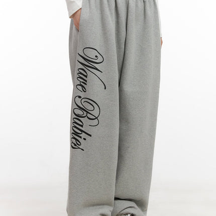 graphic-lettering-sweatpants-cn416 / Gray