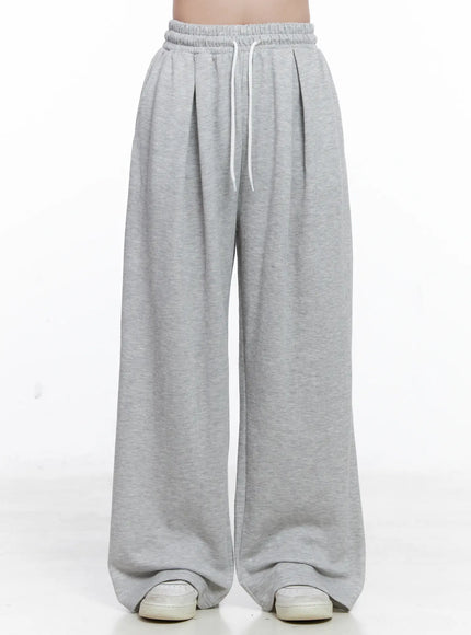 pintuck-wide-leg-sweatpants-cs519 / Gray