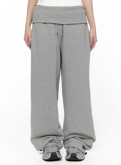 foldable-waist-wide-sweatpants-ca520 / Gray