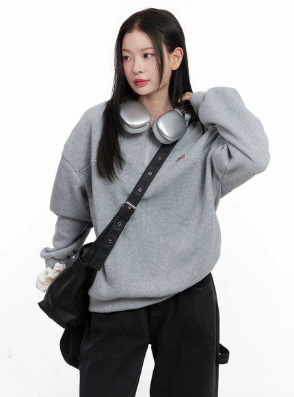 cozy-fleece-half-zip-up-pullover-co530 / Gray
