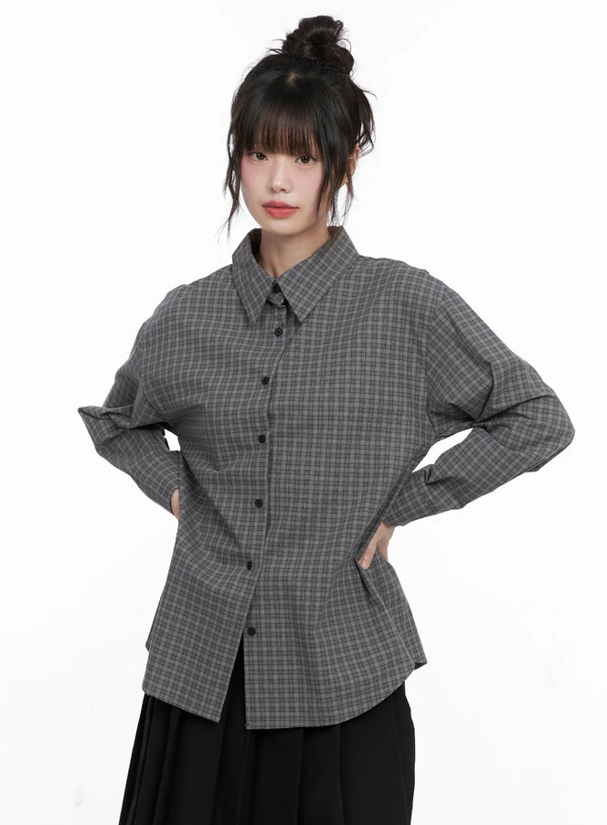 checkered-button-up-shirt-cg515 / Gray