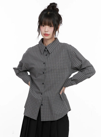 checkered-button-up-shirt-cg515 / Gray