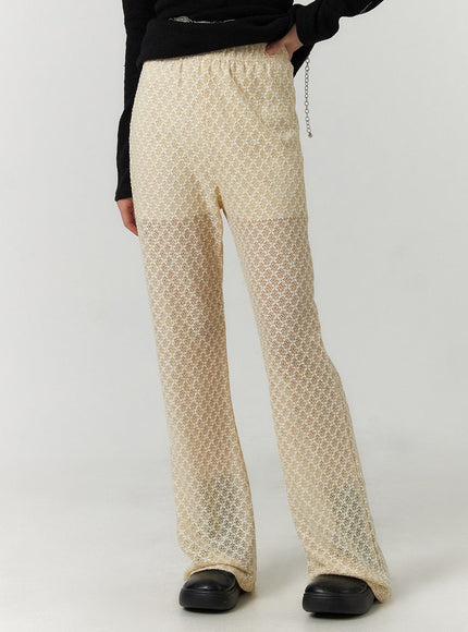 lace-slim-pants-cf407 / Light beige