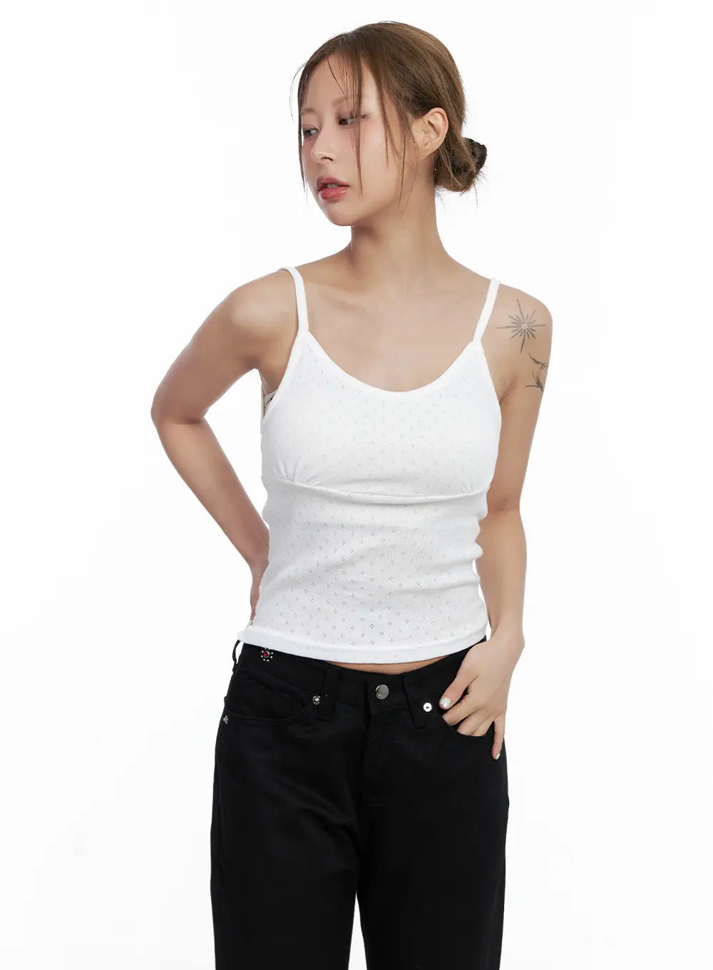 shirred-tank-top-cl511 / White