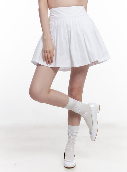 cotton-pleated-mini-skirt-cy519 / White