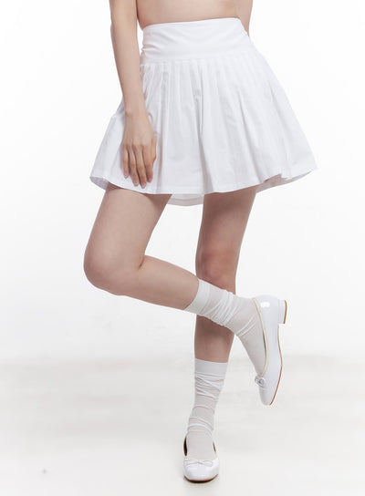 cotton-pleated-mini-skirt-cy519 / White