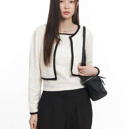 contrast-tank-top-cardigan-set-ca501 / White