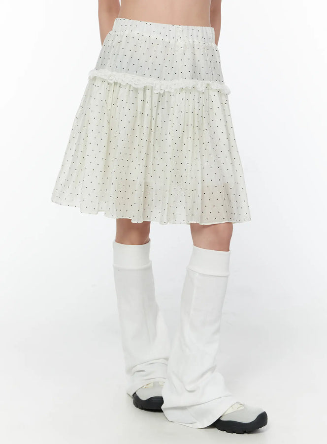 ruffled-polka-dot-midi-skirt-cy515 / Light beige