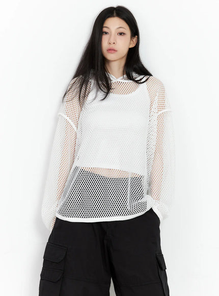 oversized-mesh-hoodie-cu530 / White
