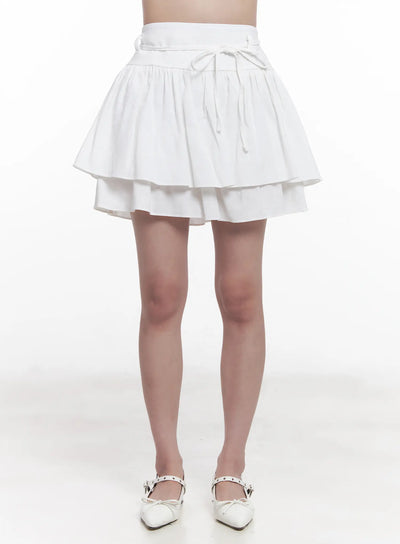 flirty-ribbon-flared-mini-skirt-cu523 / White
