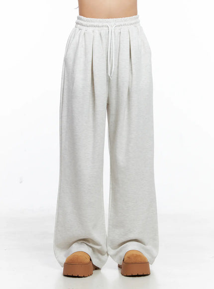 elastic-waist-pintuck-sweatpants-cs523 / Light beige