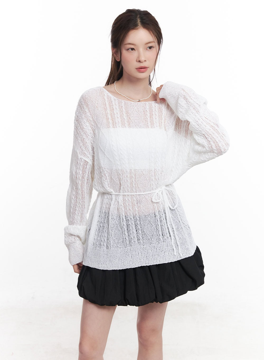 sheer-oversized-sweater-cy519 / White