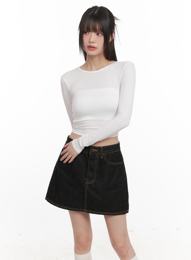 X-Strap Backless Long-Sleeve Crop Top CJ524