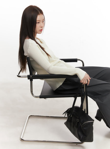 asymmetric-ribbed-slim-fit-sweater-ca502 / light beige