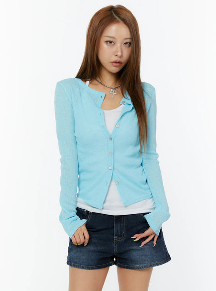 lightweight-button-up-cardigan-cy520 / Light blue