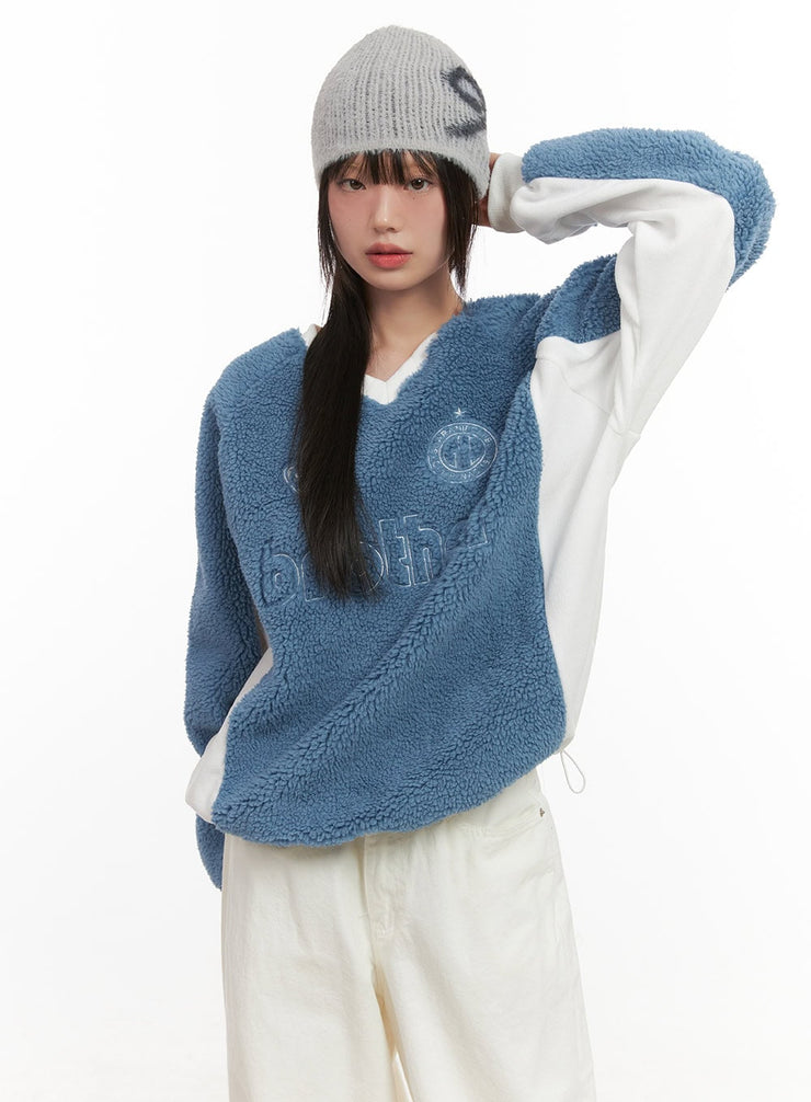 Cozy V-Neck Embroidered Sweatshirt CJ502