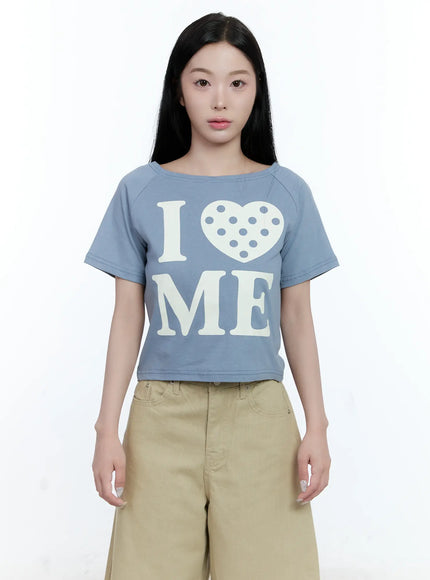 casual-i-love-me-graphic-tee-cg501 / Light blue