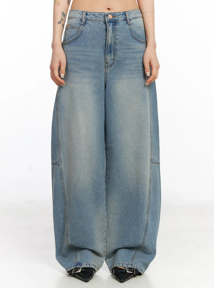 frey-washed-wide-leg-jeans-cj523 / Light blue
