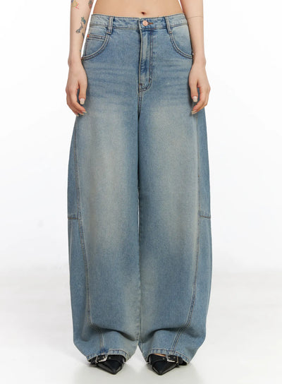 frey-washed-wide-leg-jeans-cj523 / Light blue