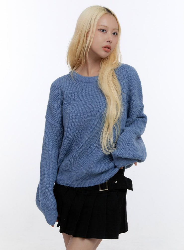 basic-round-loose-fit-sweater-co419 / Light blue