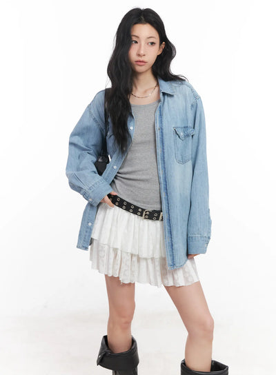 loose-fit-denim-collared-shirt-cu510 / Light blue