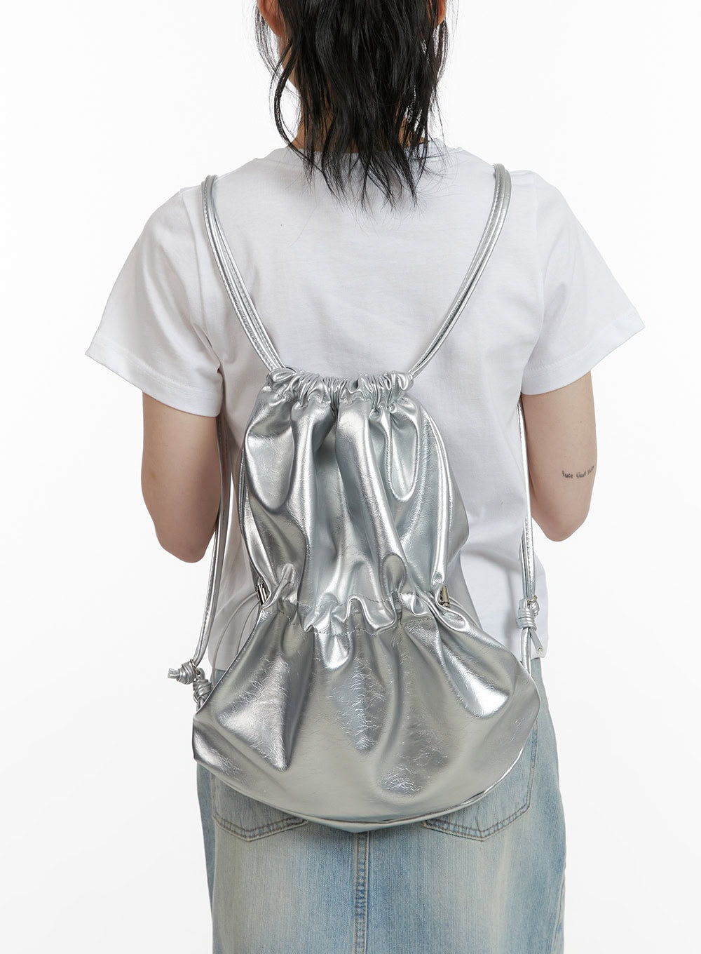 faux-leather-string-backpack-cu410 / Light gray