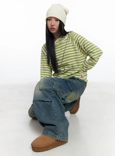 oversized-striped-hoodie-cj515 / Light green