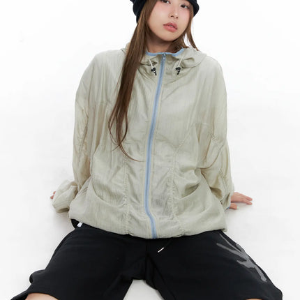 oversized-ruched-windbreaker-cl511 / Light yellow