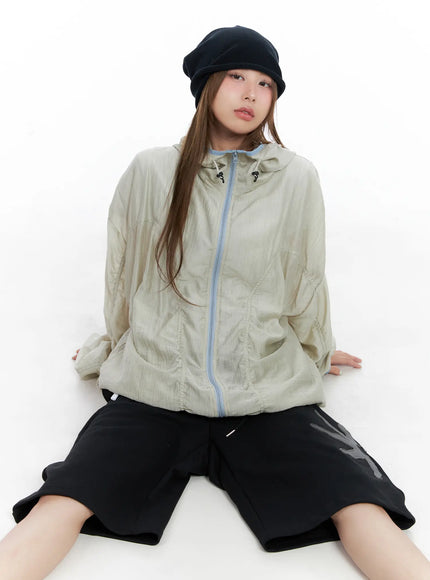 oversized-ruched-windbreaker-cl511 / Light yellow