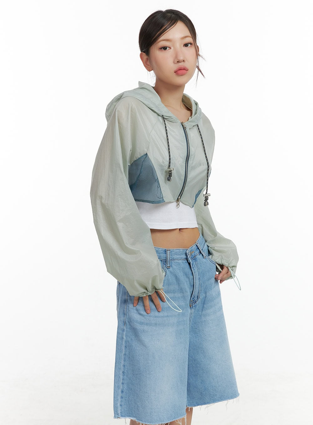 activewear-hoodie-crop-jacket-cl418 / Mint
