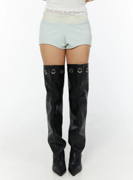 lace-trim-low-rise-shorts-cy521 / Mint