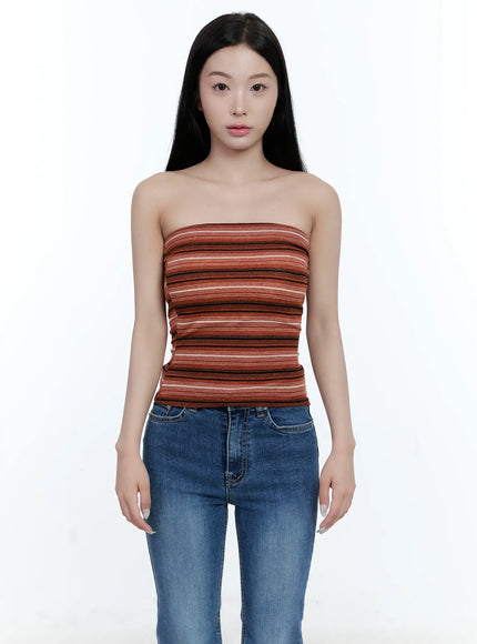 striped-knit-tube-top-cg501 / Orange