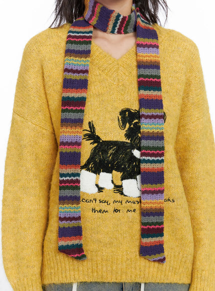 multicolor-knit-scarf-co507 / Purple