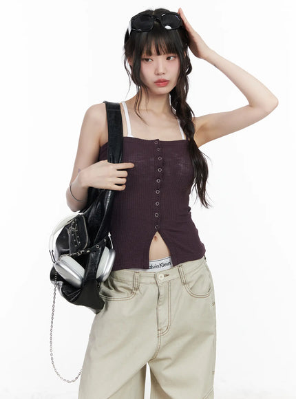 ribbed-buttoned-tank-top-cm526 / Purple
